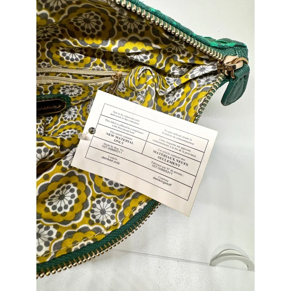 Urban Expressions Green Woven Vegan Leather Foldover Clutch Wristlet Bag